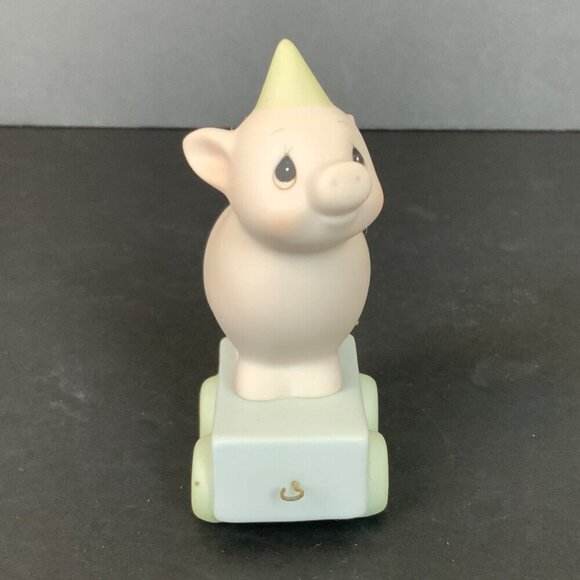 Vintage Enesco Precious Moments Birthday Train Age 3 Pig Porcelain Figurine 1985 - Picture 5 of 8